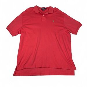 Polo Ralph Lauren Classic Polo Shirt Red Mens XL Cotton Short Sleeve